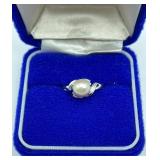 Takahsima Pearl Cultured Pearl Sterling Silver Ring Size 9