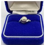 Takahsima Pearl Cultured Pearl Sterling Silver Ring Size 9