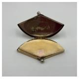 Vintage Pink Lady Fan Shaped Compact