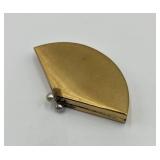 Vintage Pink Lady Fan Shaped Compact