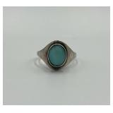 Sterling Silver 925 Ring with Blue-Green Stone