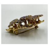 Vintage Floral Enamel Brooch with Purple and Blue Accents