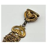Antique Victorian Gold Tone Ornate Watch Fob Chain with Monogram Seal