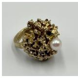 T LA Denmark Sterling 925 Modernist Pearl Ring