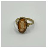 Vintage Cameo Ring Size 5.25 with Gold Tone Band