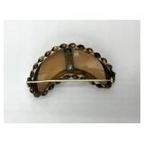 Antique Crescent Moon Cameo Brooch with Woman Figure