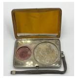 Vintage Northwestern College Metal Compact with Mirror and Mesh Wrist Strap