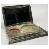 Vintage Northwestern College Metal Compact with Mirror and Mesh Wrist Strap