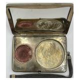 Vintage Northwestern College Metal Compact with Mirror and Mesh Wrist Strap