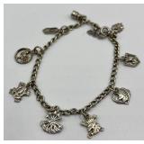 Vintage Silver-Tone Charm Bracelet with 8 Unique Charms