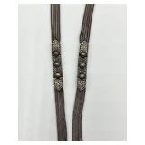 Sterling Silver Multi-Strand Chain Necklace with Ornate Panels and Blue Accents