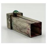 Antique Engraved Silver Lipstick Case with Green Cabochon Stone