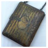 Antique Standard Mail Order Co. Compact Purse with Chain and Mirror