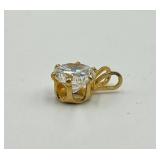 14k Gold Solitaire Pendant with Clear Round Stone