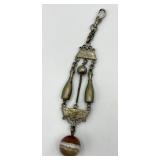 Antique Victorian Metal Fob with Banded Agate Orb