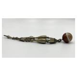 Antique Victorian Metal Fob with Banded Agate Orb