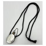 Antique Mother of Pearl Perfume Flask Pendant with Chain and Cord