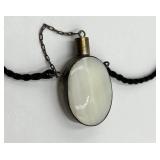Antique Mother of Pearl Perfume Flask Pendant with Chain and Cord