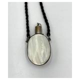 Antique Mother of Pearl Perfume Flask Pendant with Chain and Cord