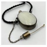 Antique Mother of Pearl Perfume Flask Pendant with Chain and Cord