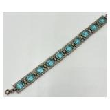 Vintage Silver-Tone Bracelet with Blue Glass Stones