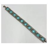 Vintage Silver-Tone Bracelet with Blue Glass Stones