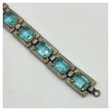 Vintage Silver-Tone Bracelet with Blue Glass Stones