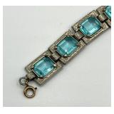 Vintage Silver-Tone Bracelet with Blue Glass Stones