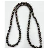 Black Freshwater Pearl Necklace with Metal Clasp