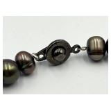 Black Freshwater Pearl Necklace with Metal Clasp
