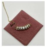 Gold Tone Diamond Accent Bar Pendant