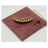 Gold Tone Diamond Accent Bar Pendant