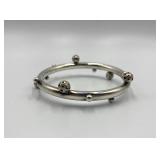 Silver Bangle Bracelet with Decorative Beads