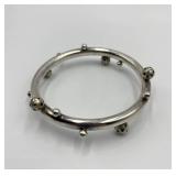 Silver Bangle Bracelet with Decorative Beads
