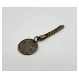 1847 Norway 1 Skilling Specie Coin with Vintage Fob Chain