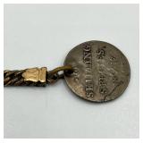 1847 Norway 1 Skilling Specie Coin with Vintage Fob Chain