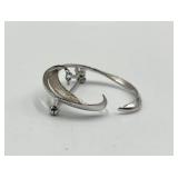 835 Silver Modernist Circular Brooch Pin