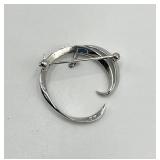 835 Silver Modernist Circular Brooch Pin