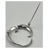 835 Silver Modernist Circular Brooch Pin