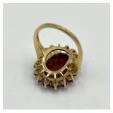 14k Gold Cameo Ring with Purple Stones