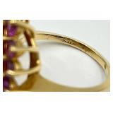 14k Gold Cameo Ring with Purple Stones