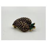 Jomaz Strawberry Brooch with Purple and Green Rhinestones