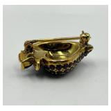 Jomaz Strawberry Brooch with Purple and Green Rhinestones