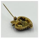 Jomaz Strawberry Brooch with Purple and Green Rhinestones