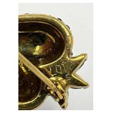 Jomaz Strawberry Brooch with Purple and Green Rhinestones