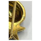 Jomaz Strawberry Brooch with Purple and Green Rhinestones