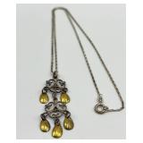 925 Norwegian Solje Necklace with Gold Drop Accents