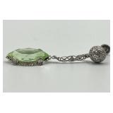 10k White Gold Screw-On Drop Earrings with Green Marquise Stones