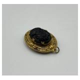 Antique Black Glass Cameo Pendant Locket