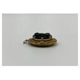 Antique Black Glass Cameo Pendant Locket